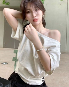 Loose cuff tops all-match T-shirt for women