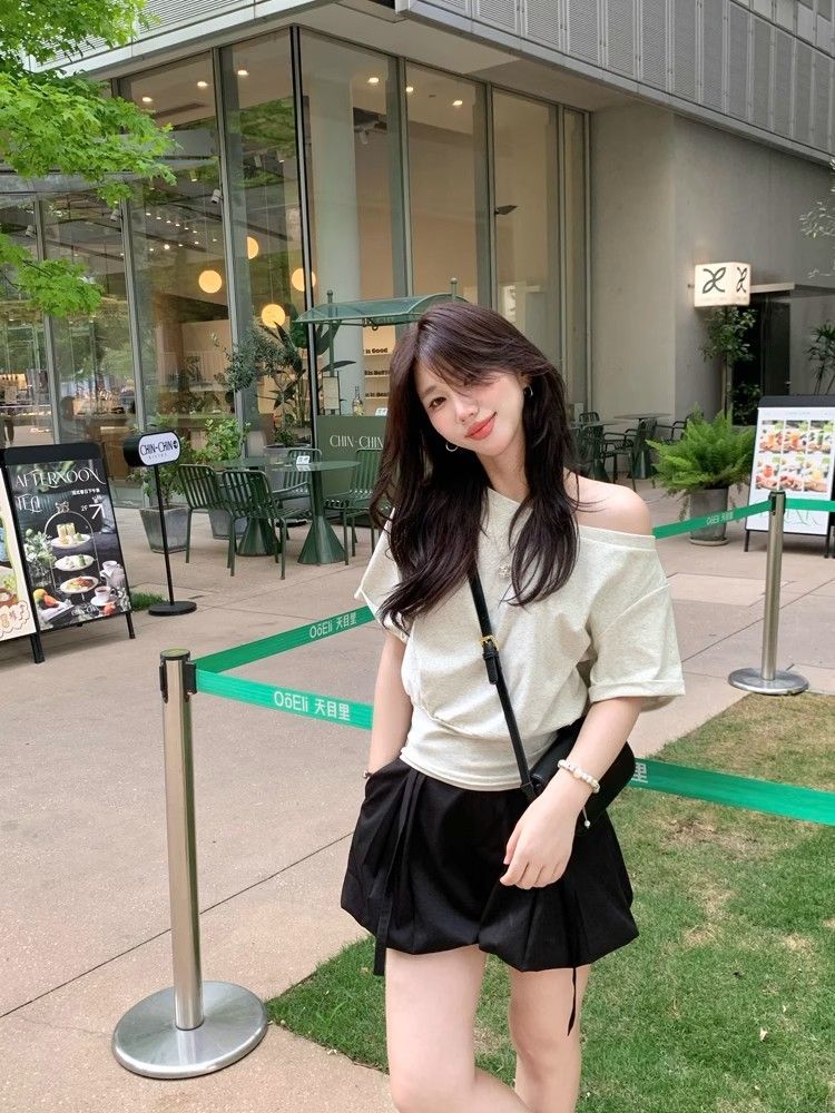 Loose cuff tops all-match T-shirt for women