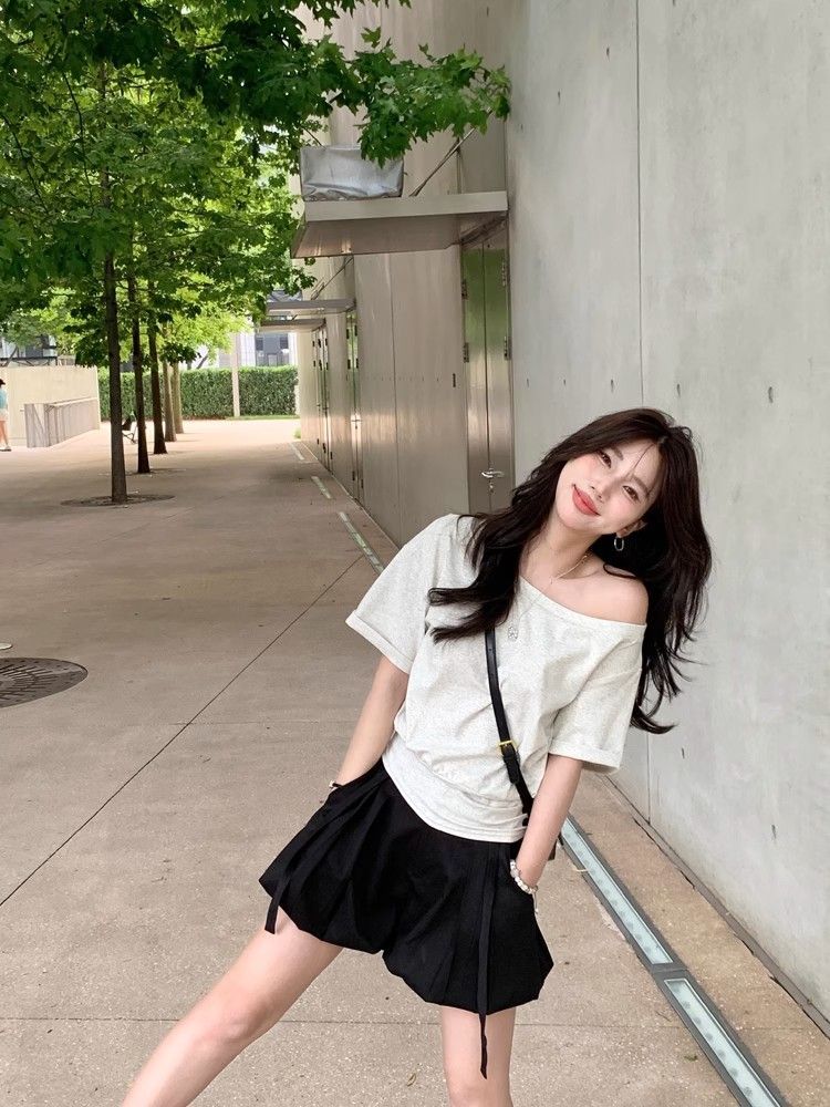 Loose cuff tops all-match T-shirt for women
