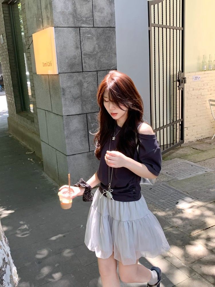 Loose cuff tops all-match T-shirt for women