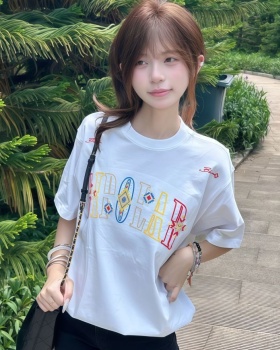 Short sleeve letters pure cotton T-shirt