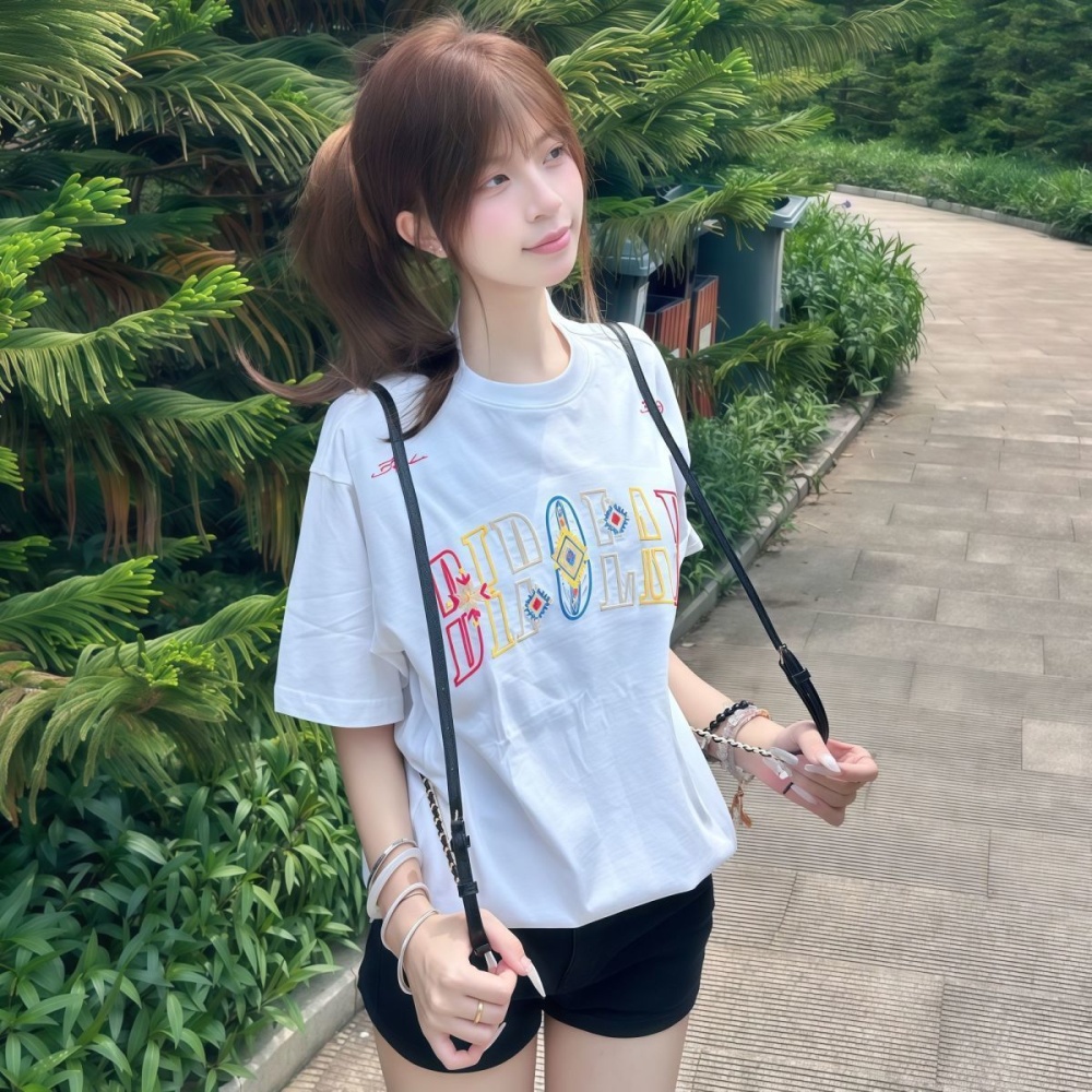 Short sleeve letters pure cotton T-shirt