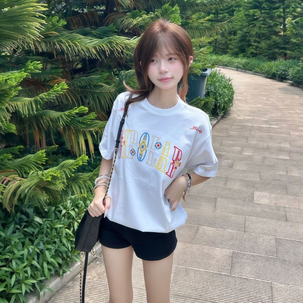 Short sleeve letters pure cotton T-shirt