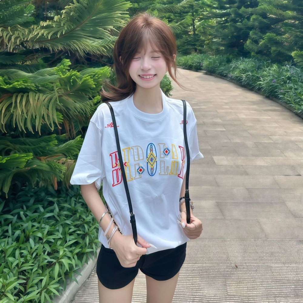 Short sleeve letters pure cotton T-shirt