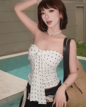 Bow sleeveless summer vest bandage wrapped chest tops for women