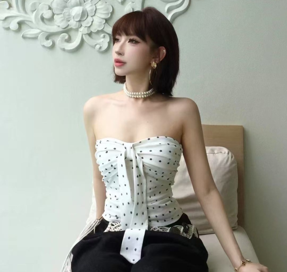 Bow sleeveless summer vest bandage wrapped chest tops for women