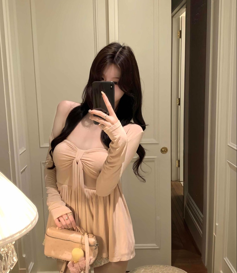 Pink enticement chest pad cardigan a set for women