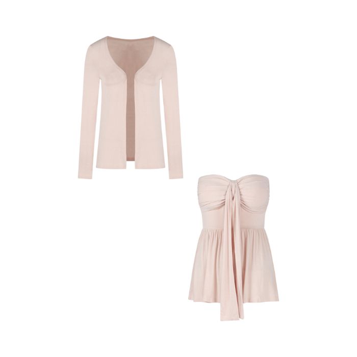 Pink enticement chest pad cardigan a set for women