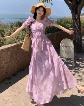 Elegant printing large yard summer dress