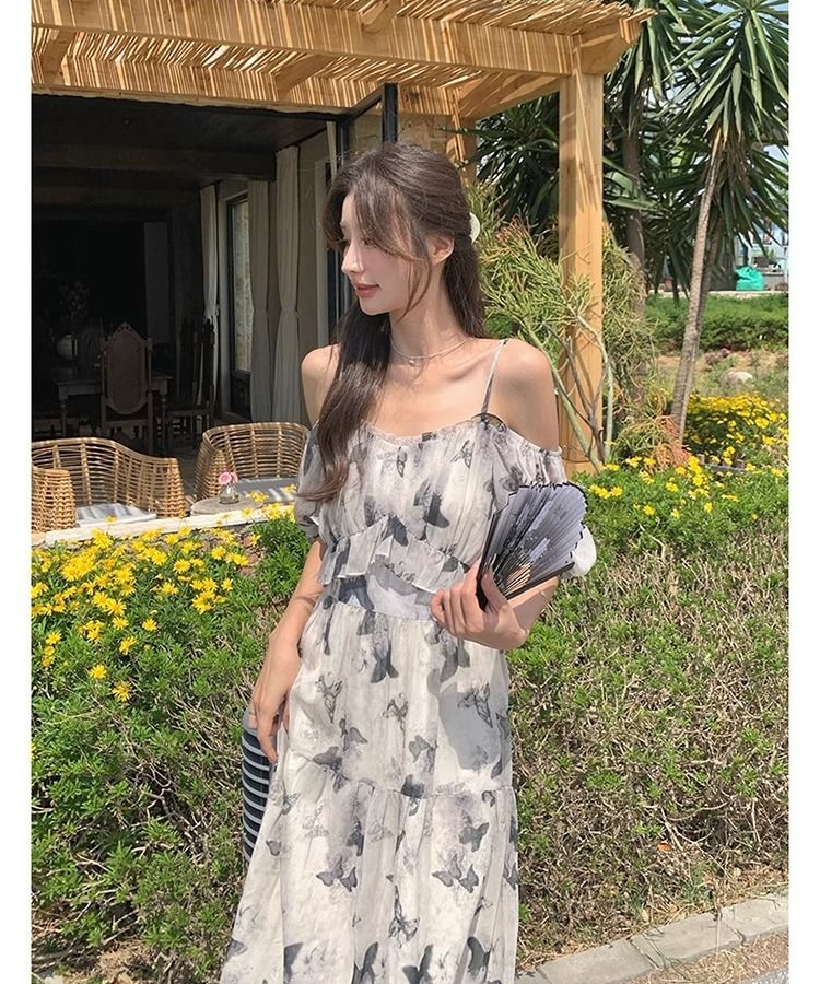 Seaside long dress chiffon dress for women