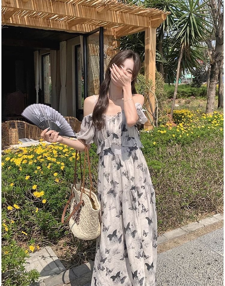 Seaside long dress chiffon dress for women