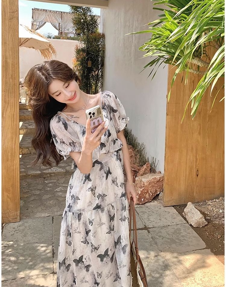 Seaside long dress chiffon dress for women