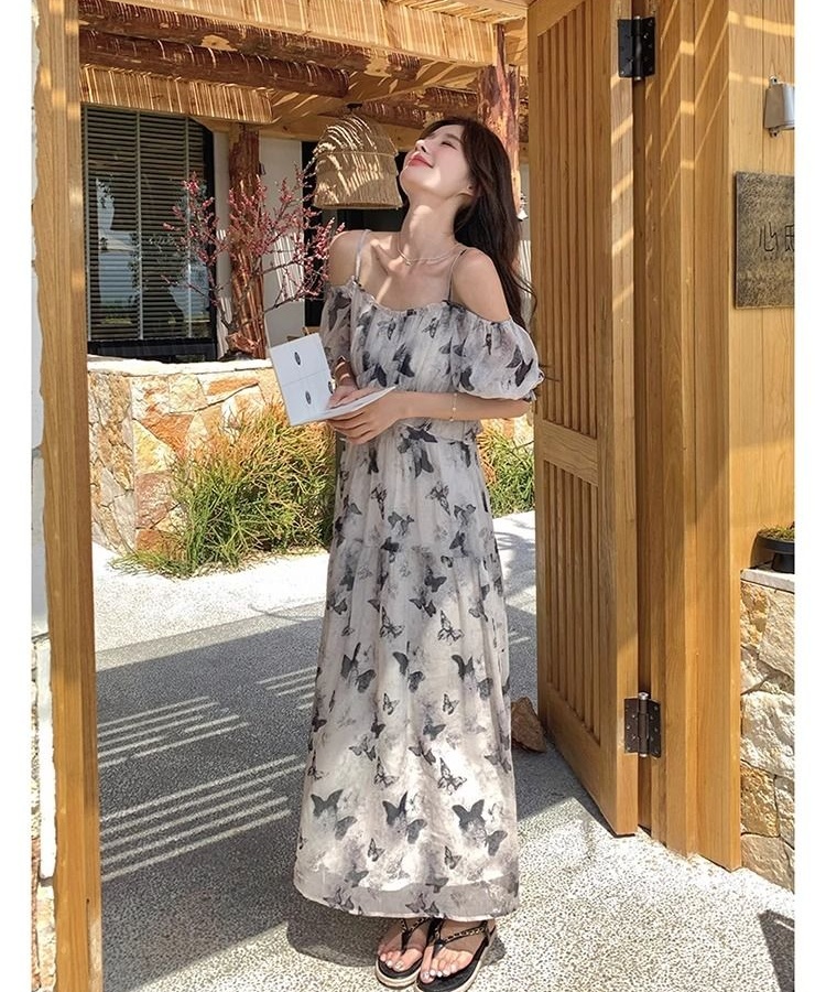 Seaside long dress chiffon dress for women