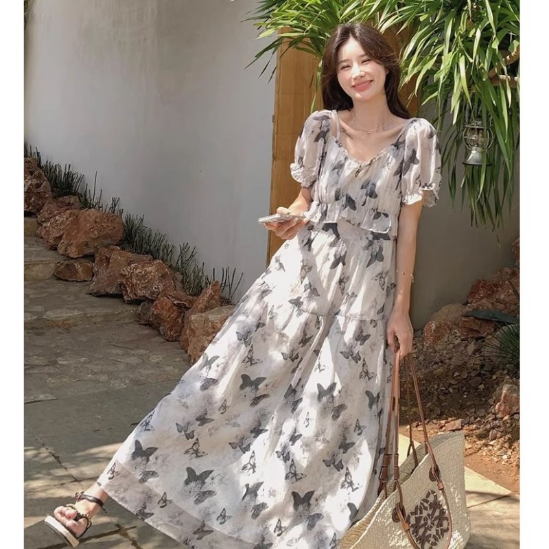 Seaside long dress chiffon dress for women