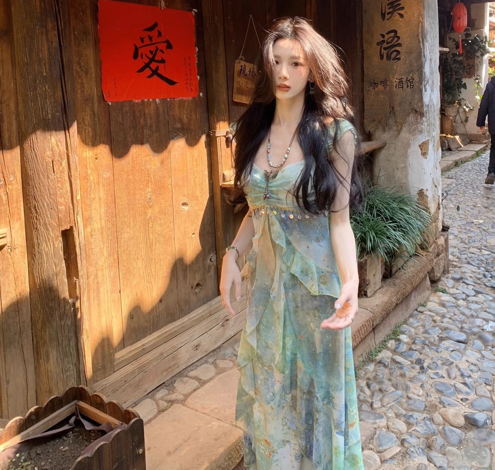All-match temperament long dress France style dress