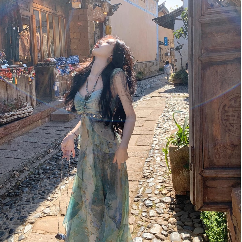 All-match temperament long dress France style dress