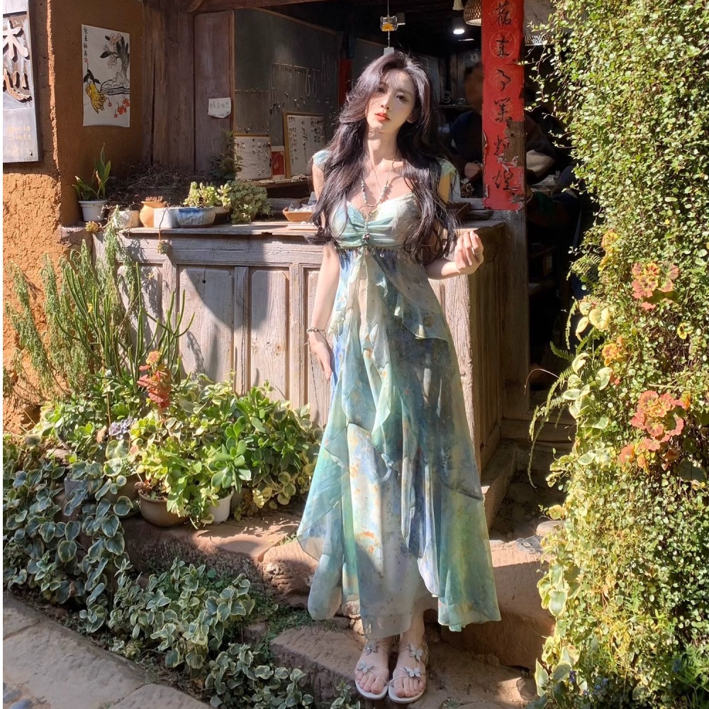 All-match temperament long dress France style dress