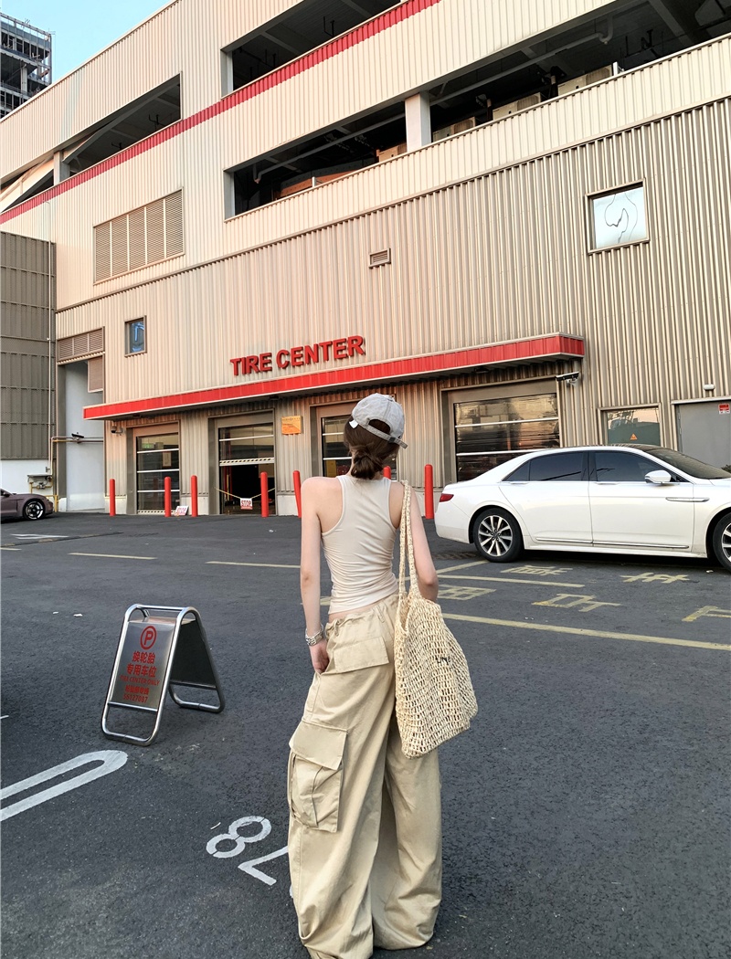 Waistband adjustable work pants khaki casual pants for women