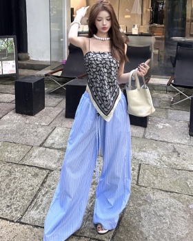 Wrapped chest wide leg pants vest for women