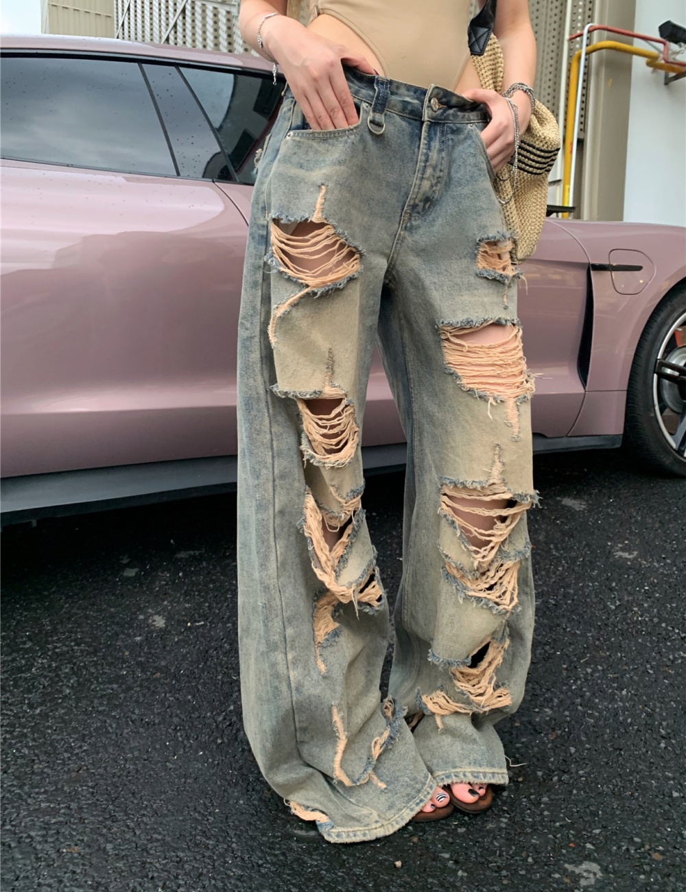 Slim jeans spicegirl wide leg pants for women