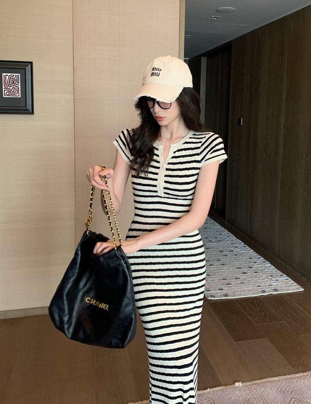 High waist all-match long dress temperament summer dress