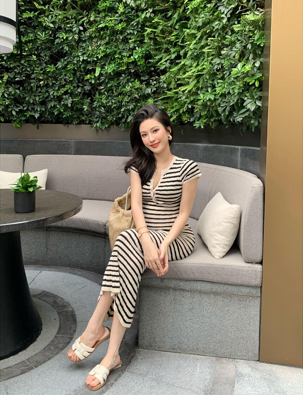 High waist all-match long dress temperament summer dress