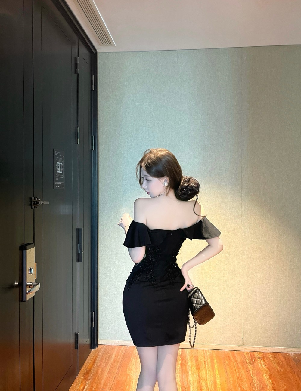Rhinestone banquet dress temperament slim evening dress