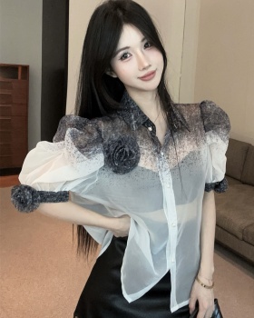 Colors short sleeve stereoscopic gradient shirt