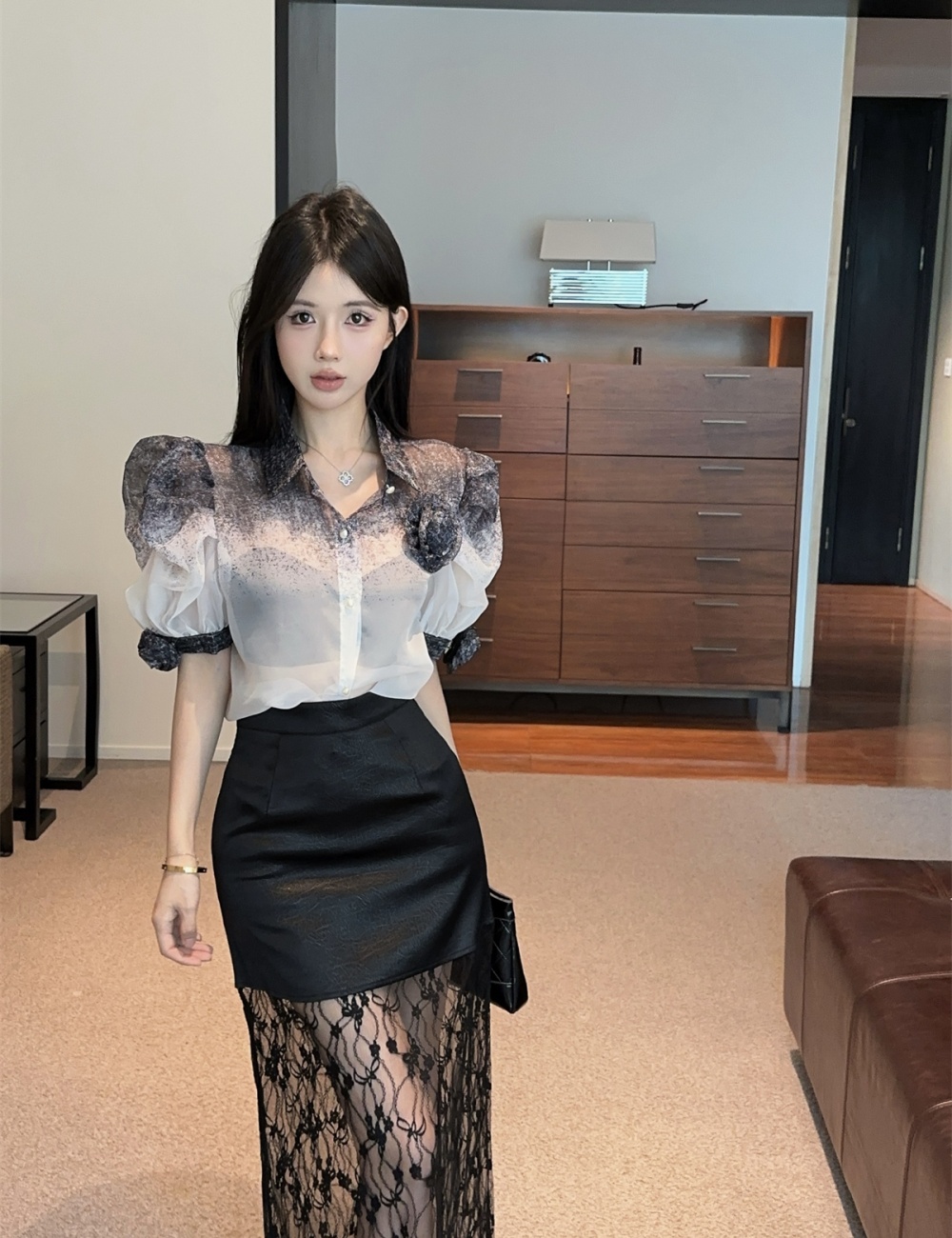 Colors short sleeve stereoscopic gradient shirt