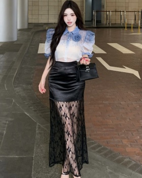 High waist shirt stereoscopic skirt a set
