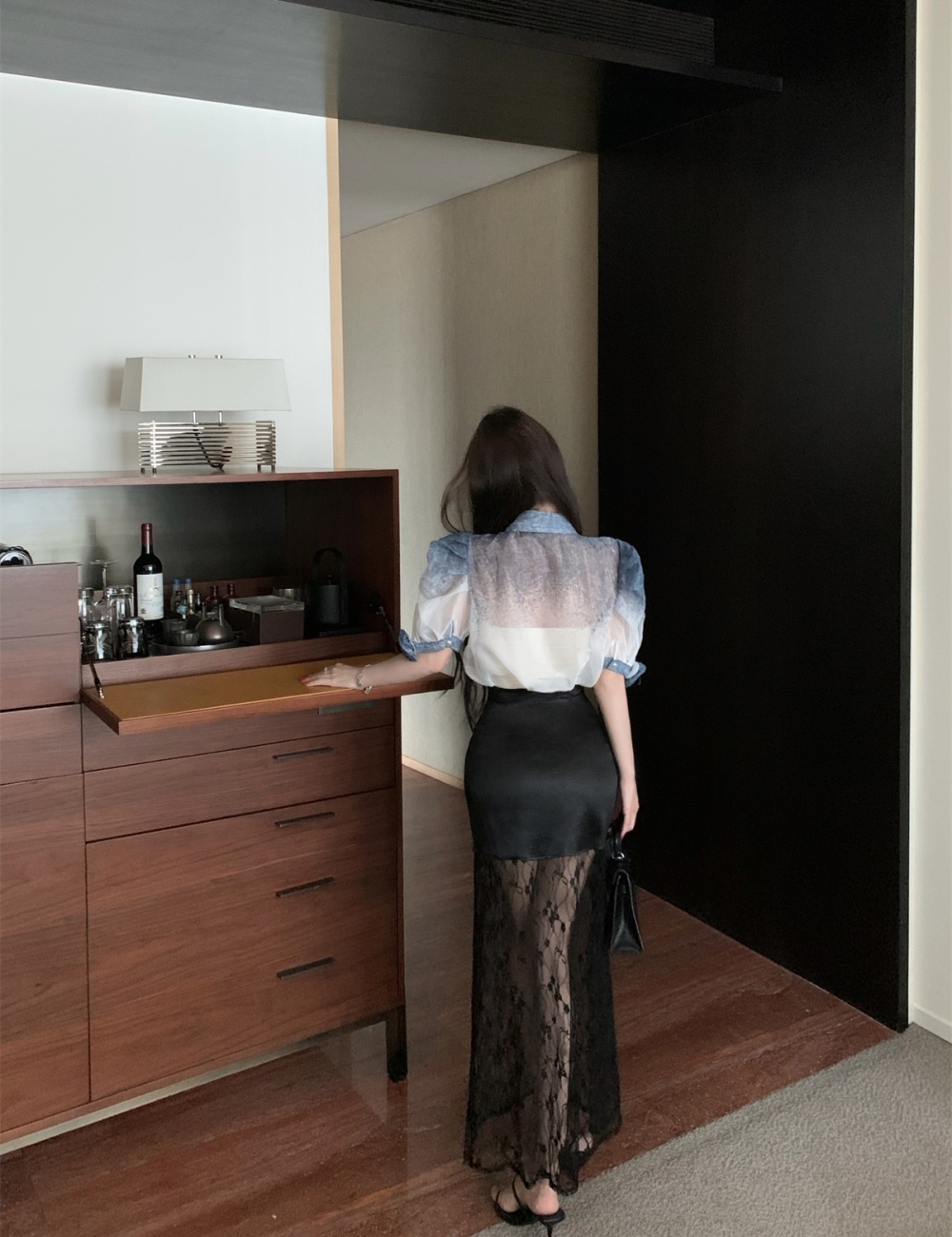 High waist shirt stereoscopic skirt a set