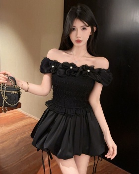 Stereoscopic short skirt pants a set for women