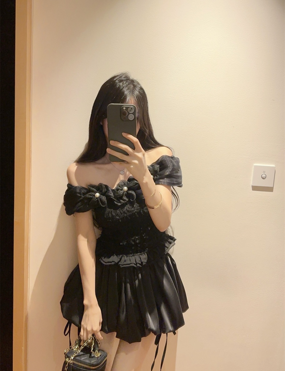 Stereoscopic short skirt pants a set for women