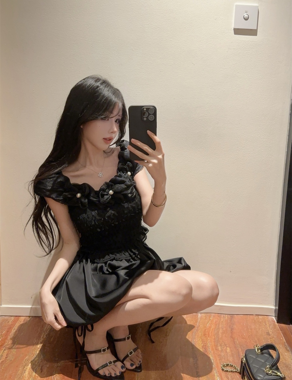 Stereoscopic short skirt pants a set for women