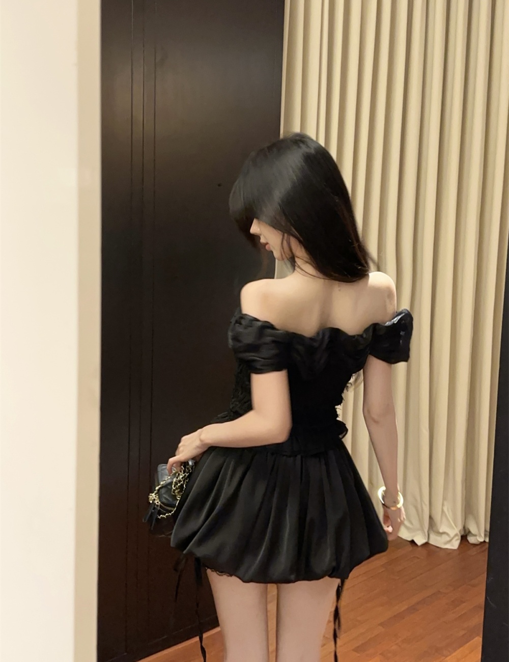 Stereoscopic short skirt pants a set for women