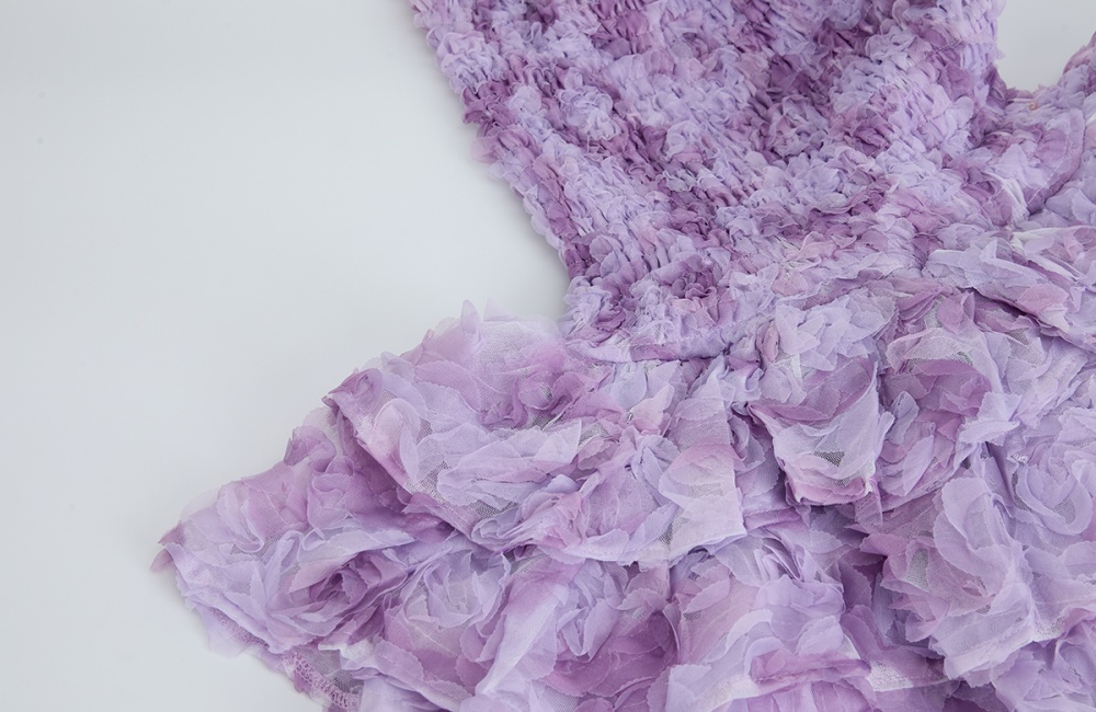 Stereoscopic disk flowers France style gauze dress