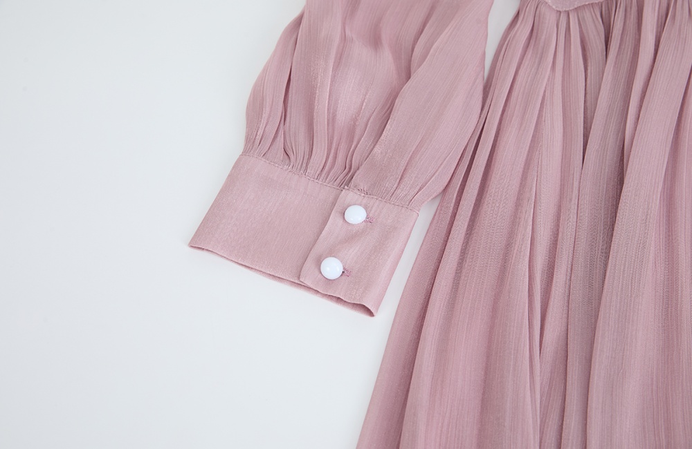 France style romantic creased strapless long sleeve dress