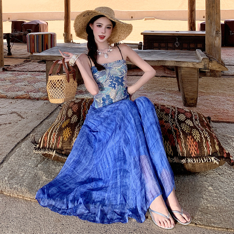Blooming tops wide leg pants 2pcs set for women