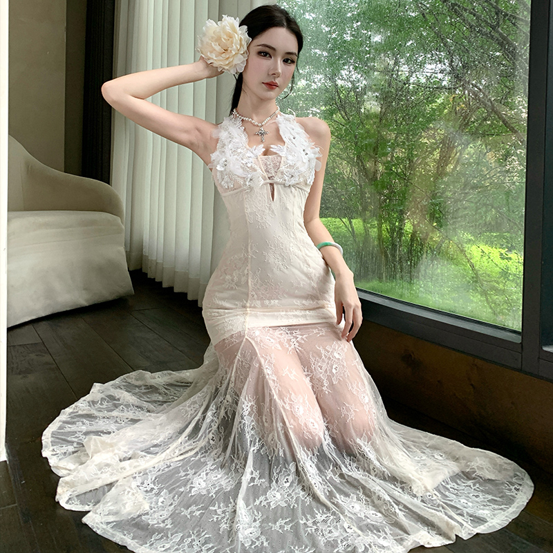 Lace France style dress summer slim long dress