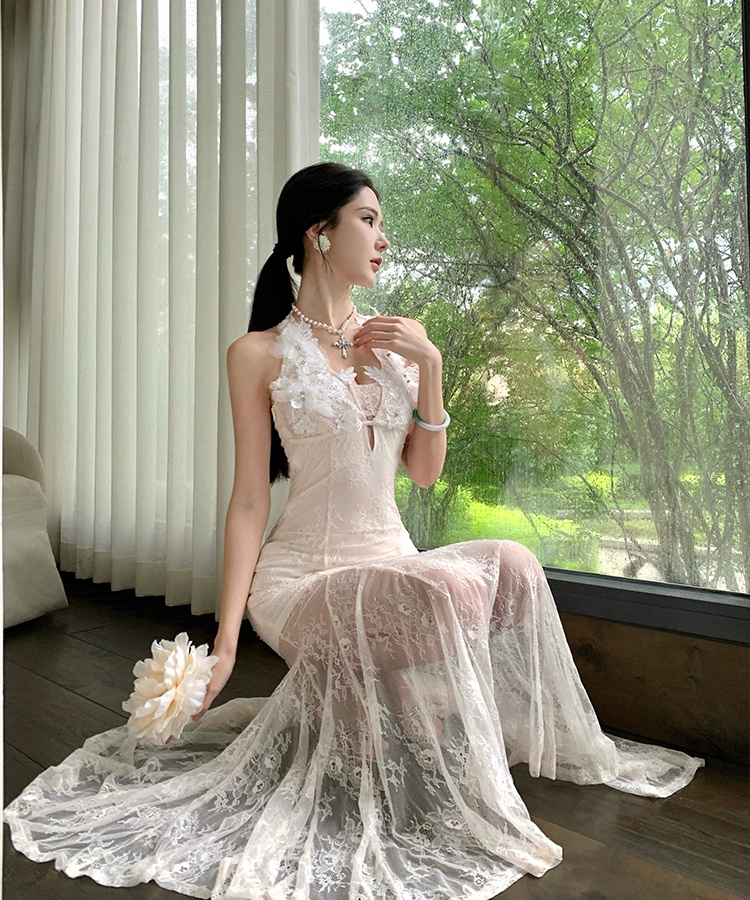 Lace France style dress summer slim long dress