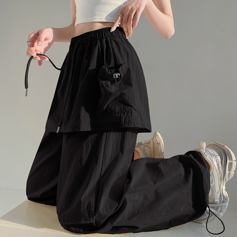 Summer wide leg pants ice silk casual pants for women