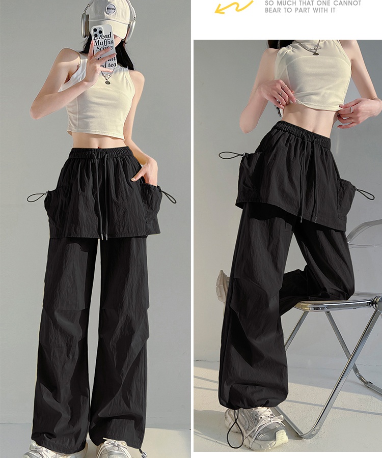 Summer wide leg pants ice silk casual pants for women