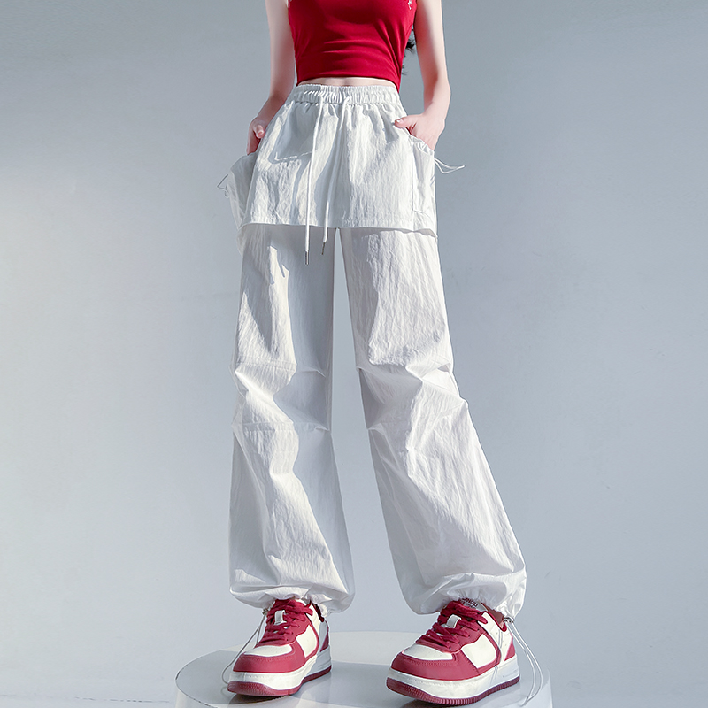 Summer wide leg pants ice silk casual pants for women