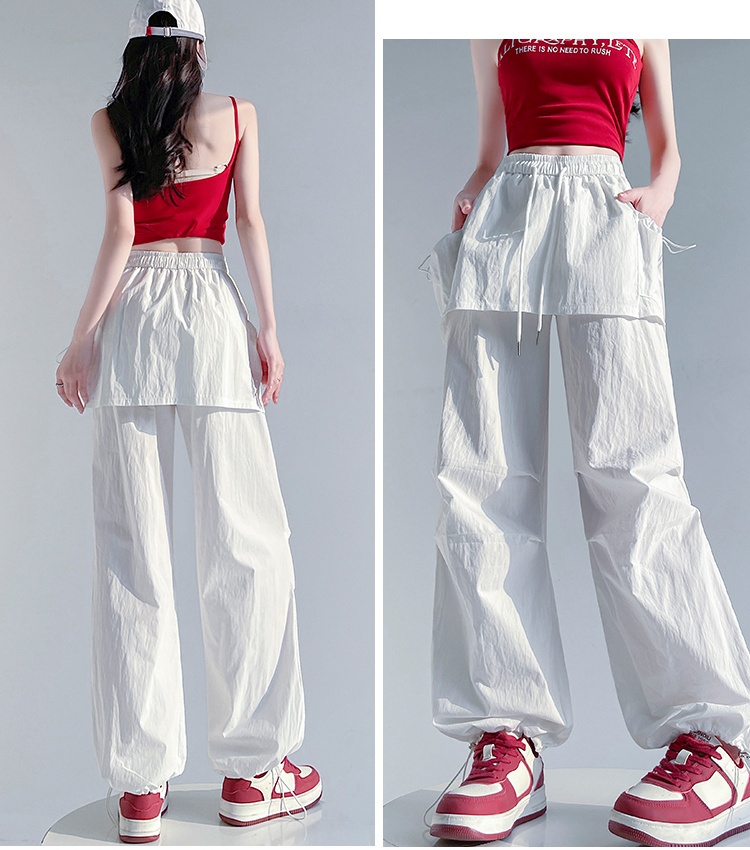 Summer wide leg pants ice silk casual pants for women