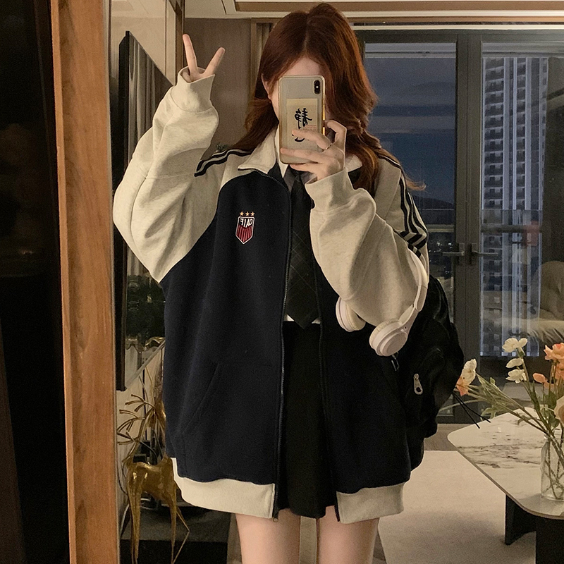 American style cardigan cstand collar jacket for women