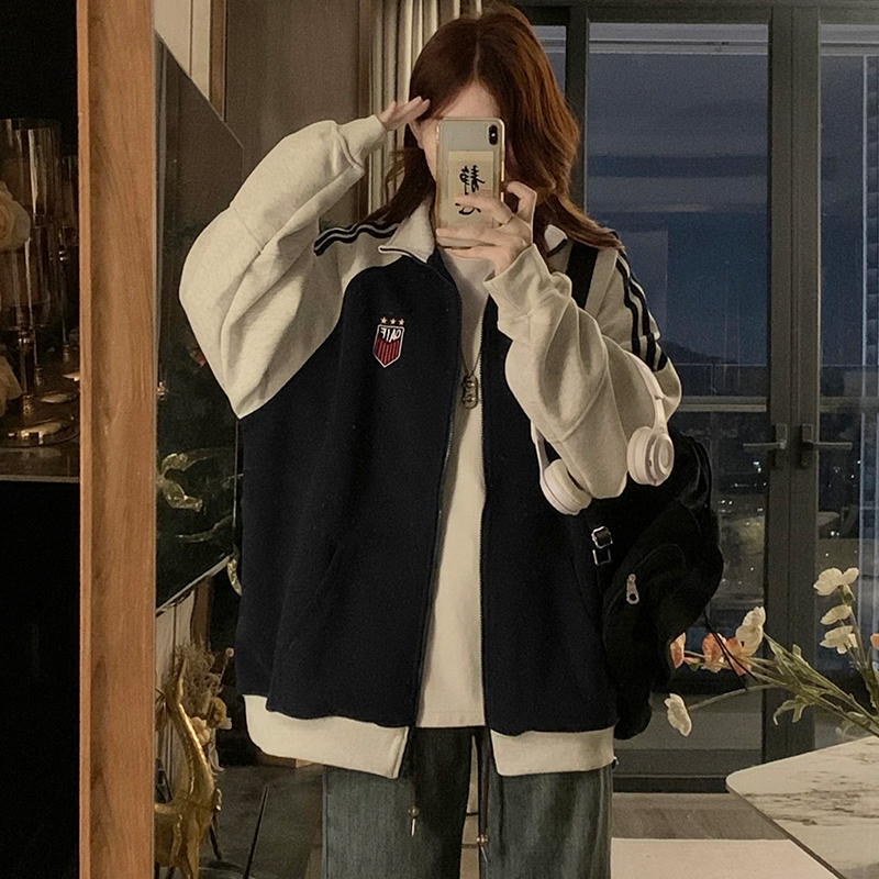 American style cardigan cstand collar jacket for women