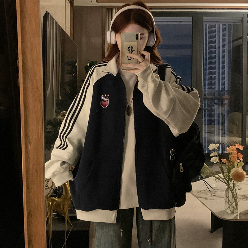 American style cardigan cstand collar jacket for women