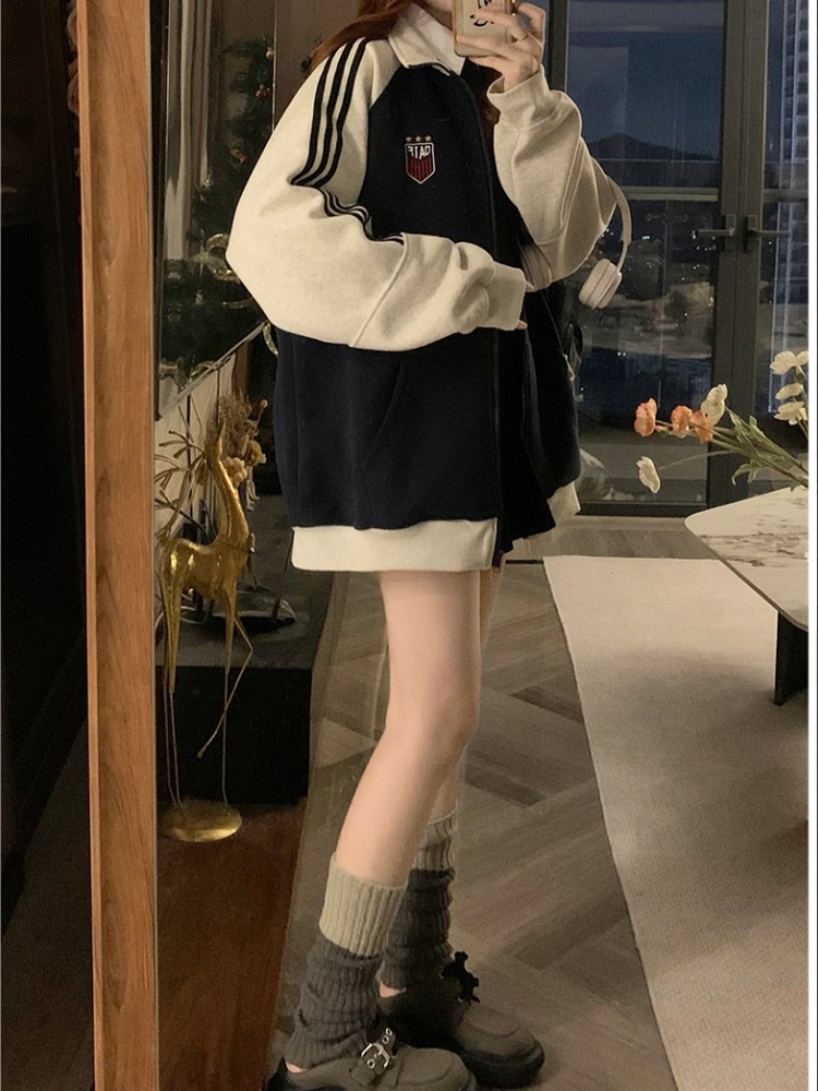 American style cardigan cstand collar jacket for women