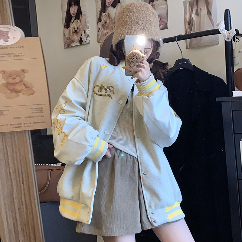 Retro embroidery jacket loose baseball uniforms