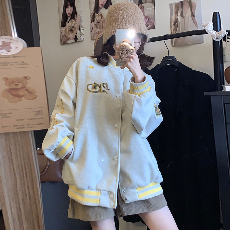 Retro embroidery jacket loose baseball uniforms